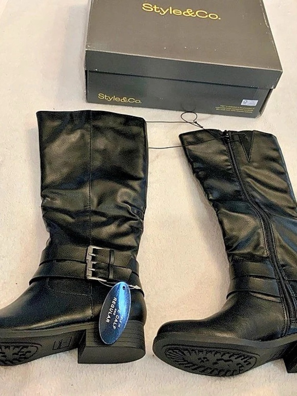 Style&Co. Wide-Calf Buckled Riding Boots. Black new size 5 sku 3377